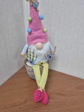 Pink-Hat Garden Gnome Plush with Strawberry Feet. BRAND NEW! Perfect For Summer